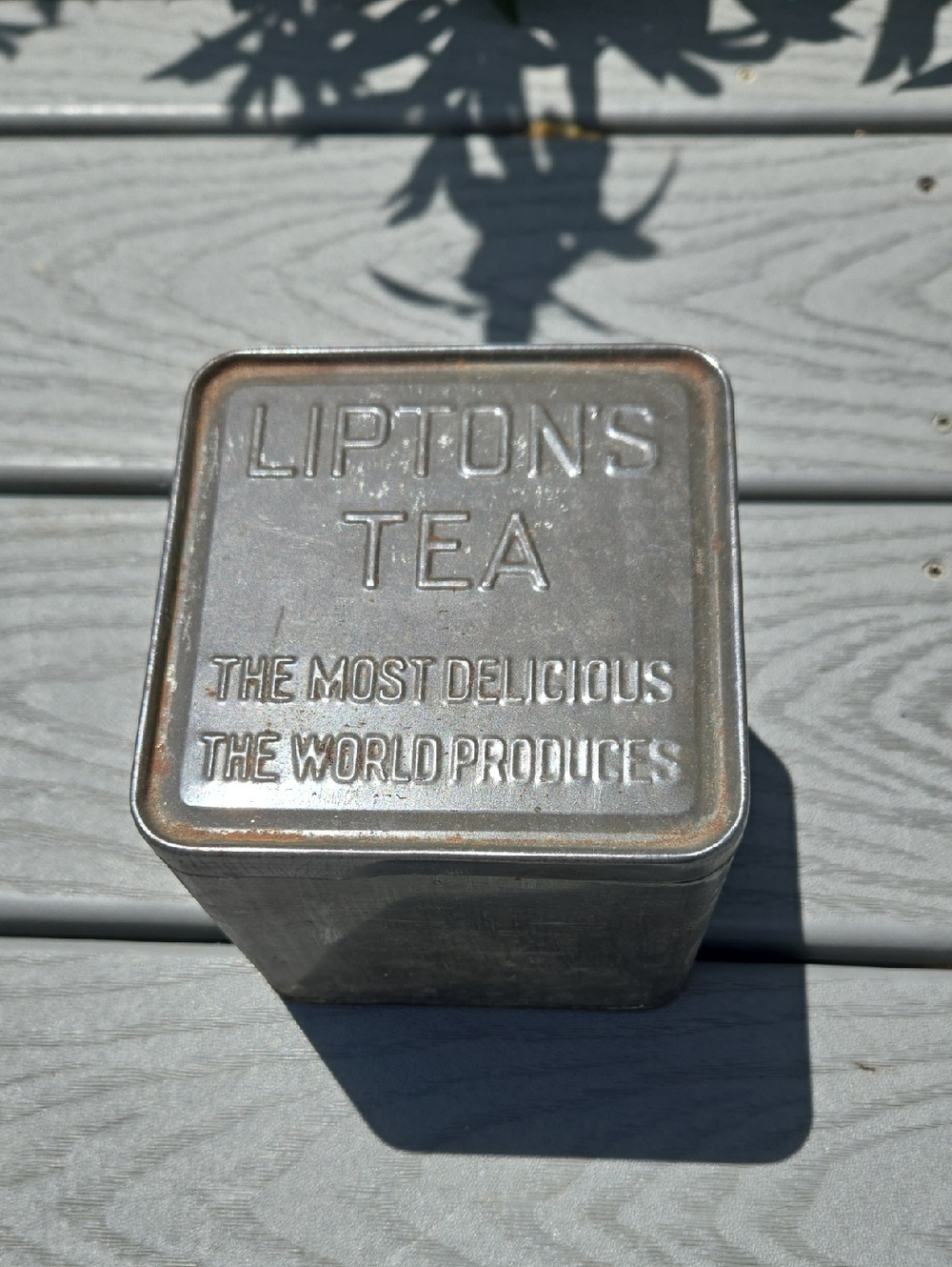 VTG Antique Lipton's Tea Planter Ceylon Metal Tin Box Canister 1920s (BIN 010)